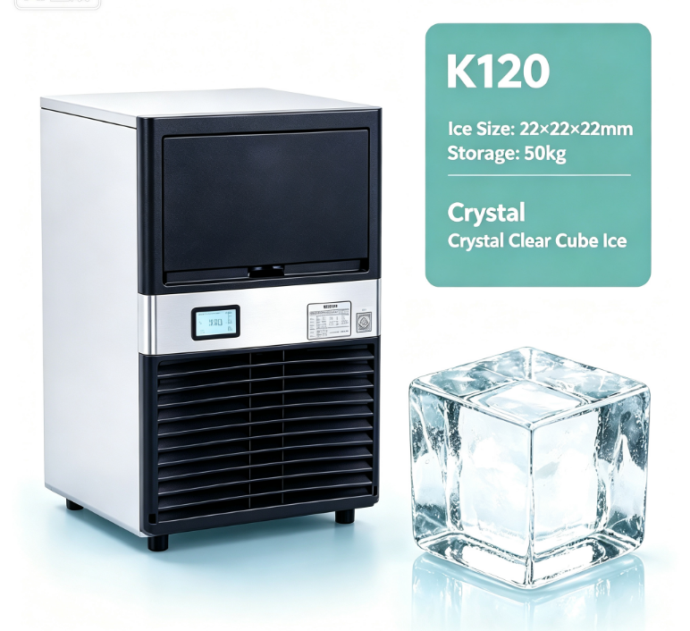 K120 Intelligent Commercial Ice Maker with Adjustable Silent Ice Thickness High Productivity Energy Saving