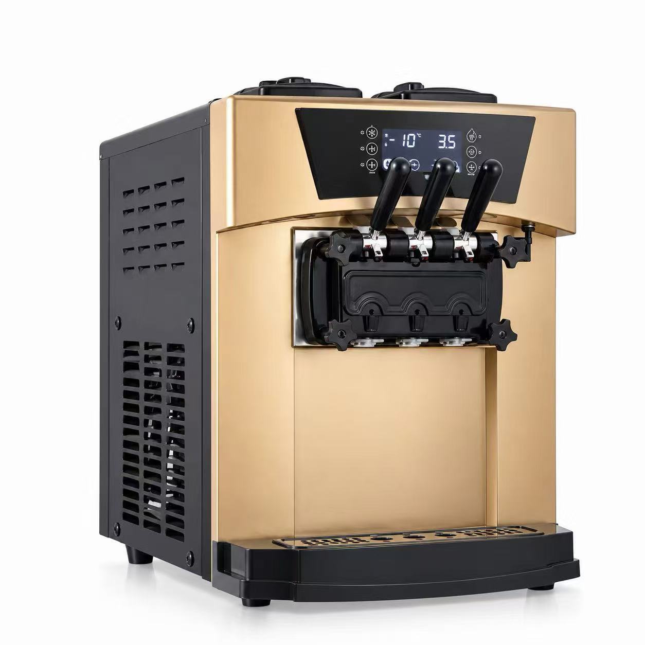 3 Flavor Countertop Soft Serve Ice Cream Machine with Self-Cleaning for Food Truck / Restaurant