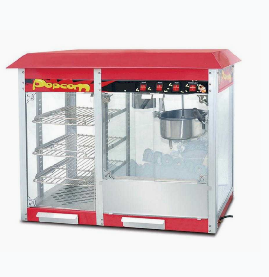 8oz Commercial Popcorn Machine With 3-Tier Warming Display Cabinet