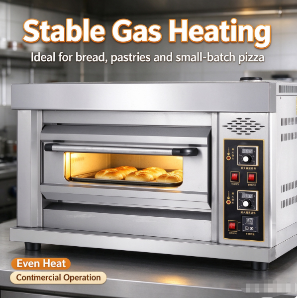 GO12 Commercial Gas Oven | 1 Deck 2 Tray 350℃ Baking Oven For Bakery