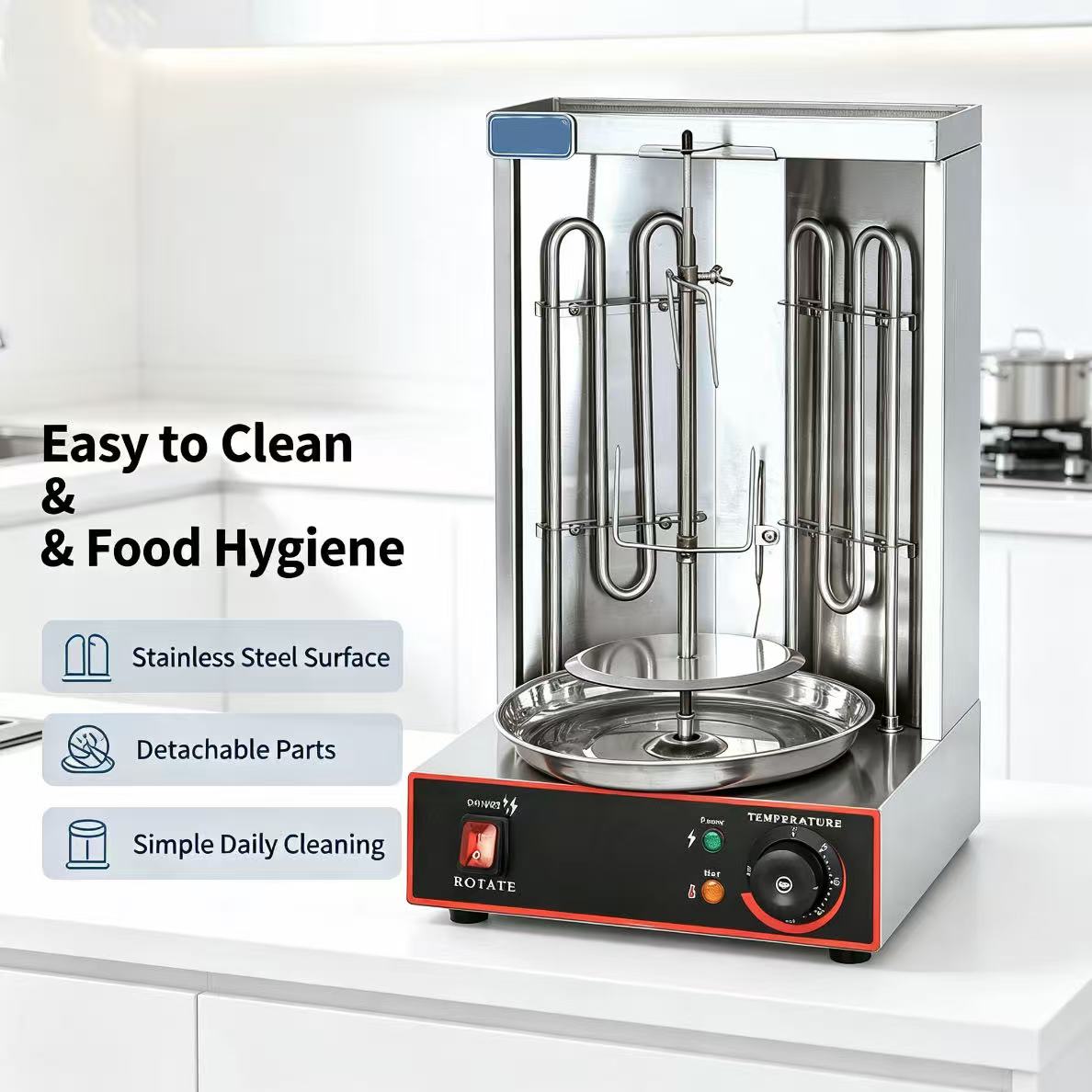 CyperEra CG‑25A Electric Vertical Shawarma Grill, Tabletop Doner Kebab Machine