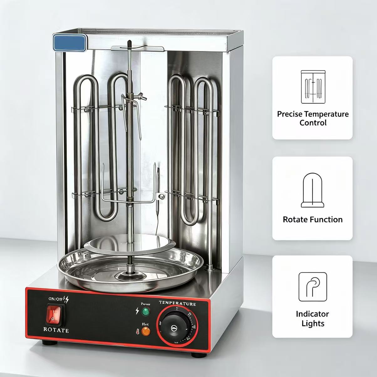CyperEra CG‑25A Electric Vertical Shawarma Grill, Tabletop Doner Kebab Machine
