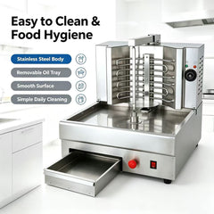 CyperEra CG‑982 Electric Vertical Shawarma Grill, Tabletop Doner Kebab Machine with Emergency Stop Button
