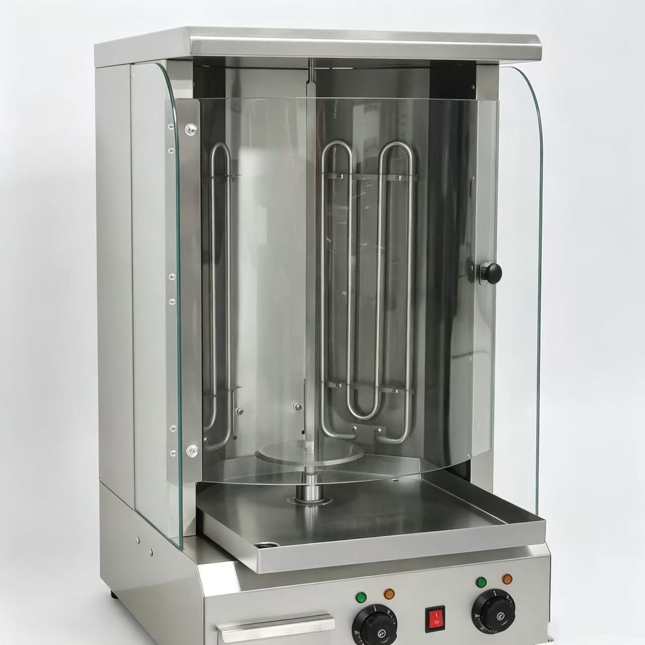 CyperEra CG‑455A 5KW Tabletop Electric Vertical Shawarma Grill, Commercial Doner Kebab Machine with Curved Glass
