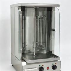 CyperEra CG‑455A 5KW Tabletop Electric Vertical Shawarma Grill, Commercial Doner Kebab Machine with Curved Glass
