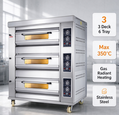 GO36 Commercial Gas Oven | 3 Deck 6 Tray 350℃ Baking Oven For Bakery