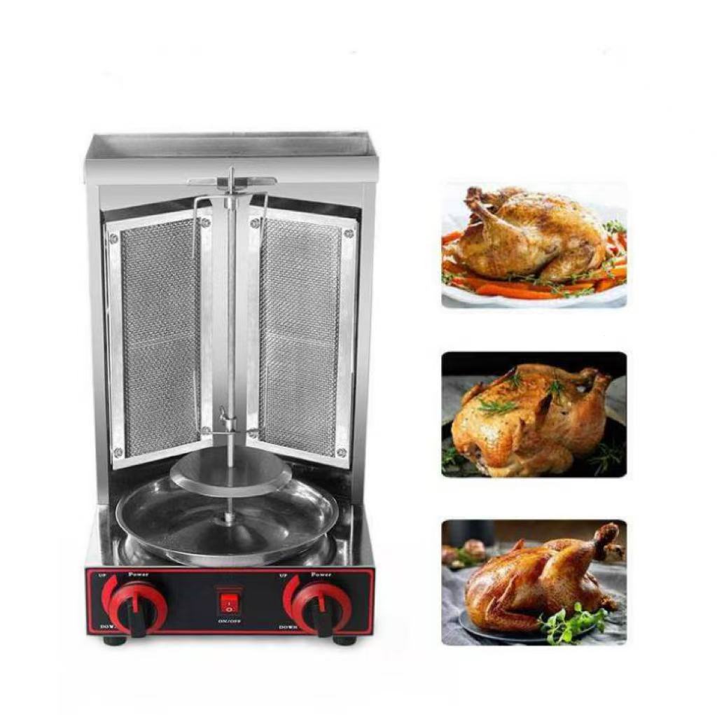 CyperEra CG‑25 Small Gas Shawarma Machine, 2 Burners Tabletop Doner Kebab Gyro Grill