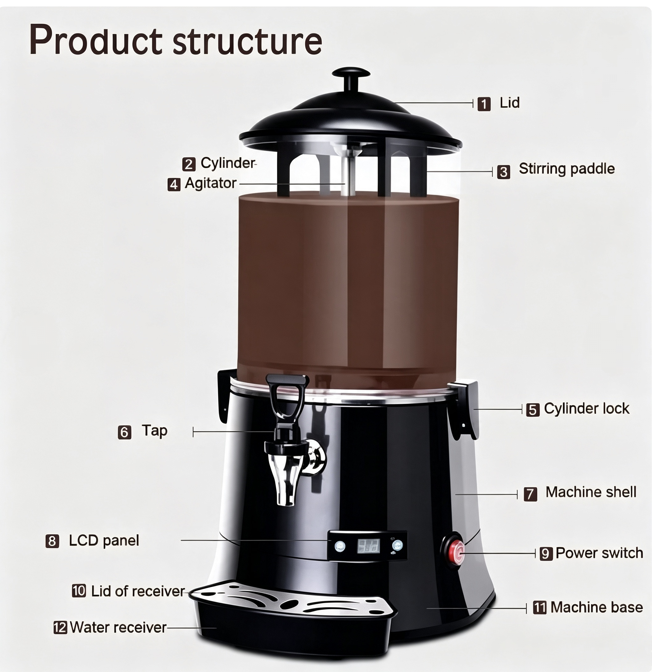 CyperEra CH10L 10L Commercial Hot Chocolate Machine, 600W
