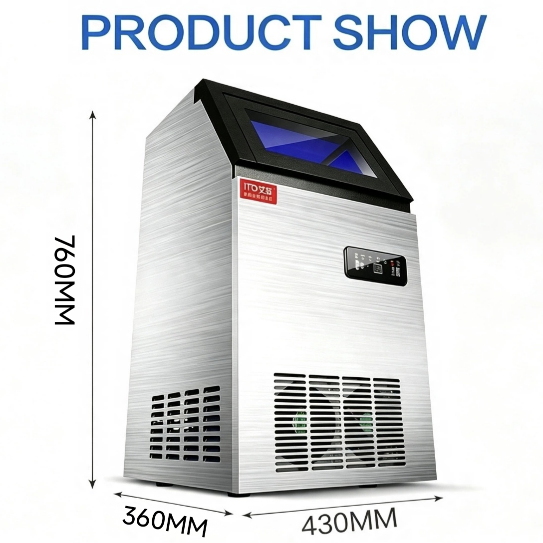 CyperEra ITO90PF 45kg Commercial Ice Cube Machine, 240W