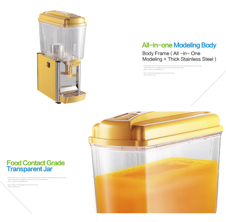 CyperEra Commercial Single Tank Juice Dispenser 15L, 220V