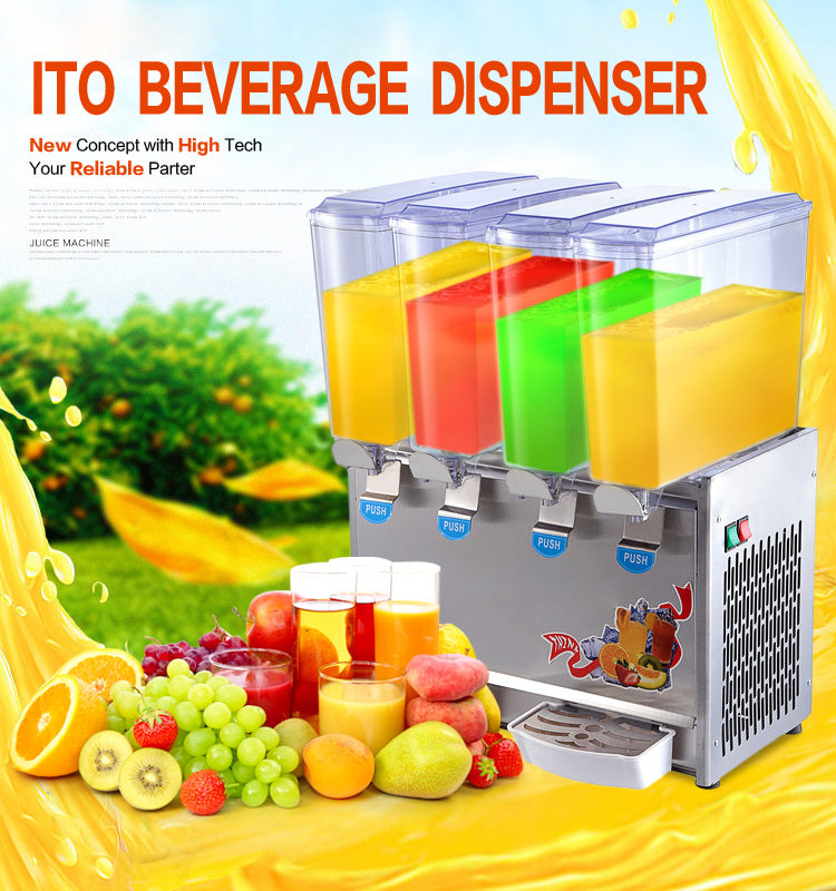 CyperEra Four Tank Commercial Juice Dispenser 17L x4