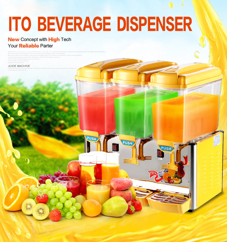 CyperEra Three Tank Commercial Juice Dispenser 15L x3, 530W