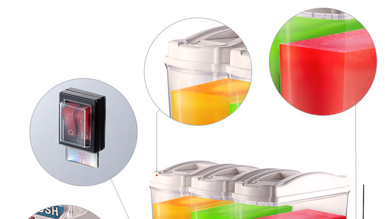 CyperEra Three Tank Commercial Juice Dispenser 15L x3, 530W