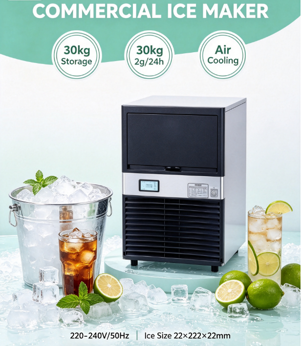 Intelligent Commercial Ice Maker with Adjustable Silent Ice Thickness High Productivity Energy Saving