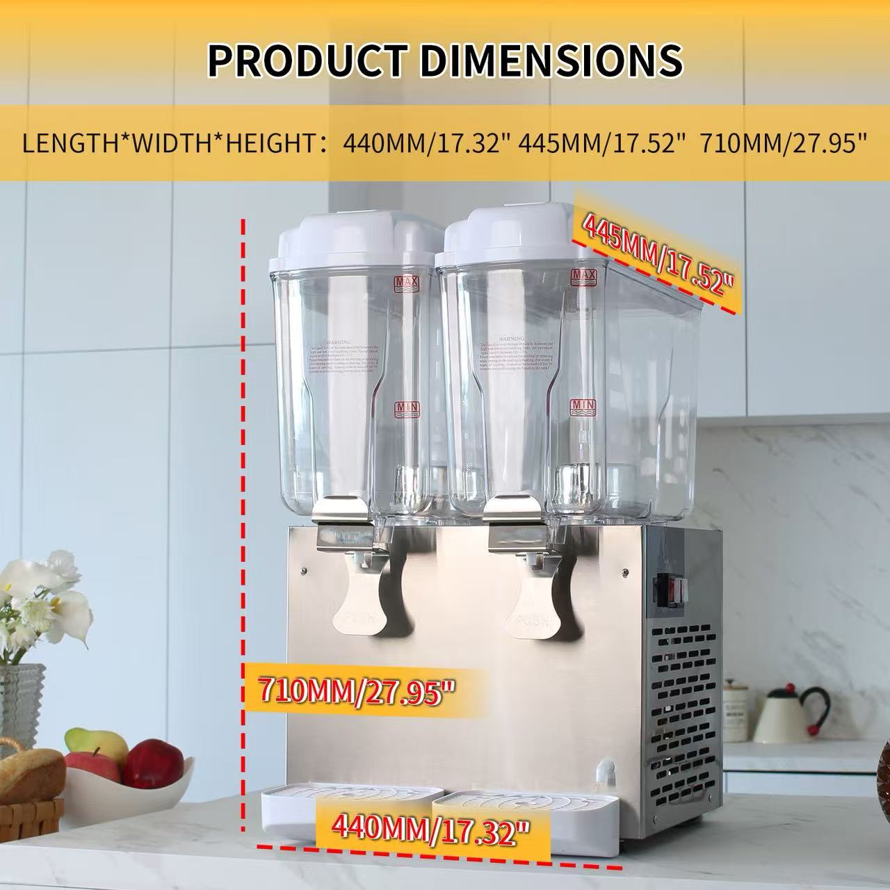 KK18JLR-2 Spraying/Cold & Hotdrink 2 Tanks Juice Dispenser Commercial