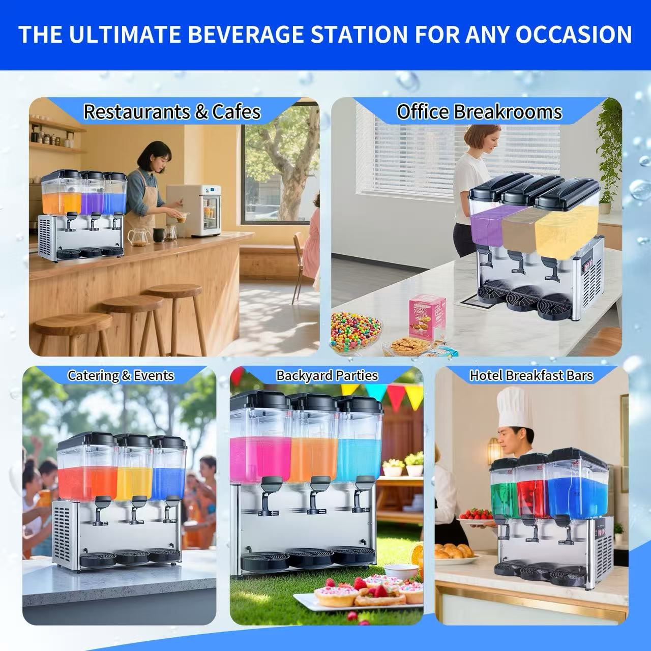 KK18JL-3 Three Tank Hot & Cold Juice Dispenser