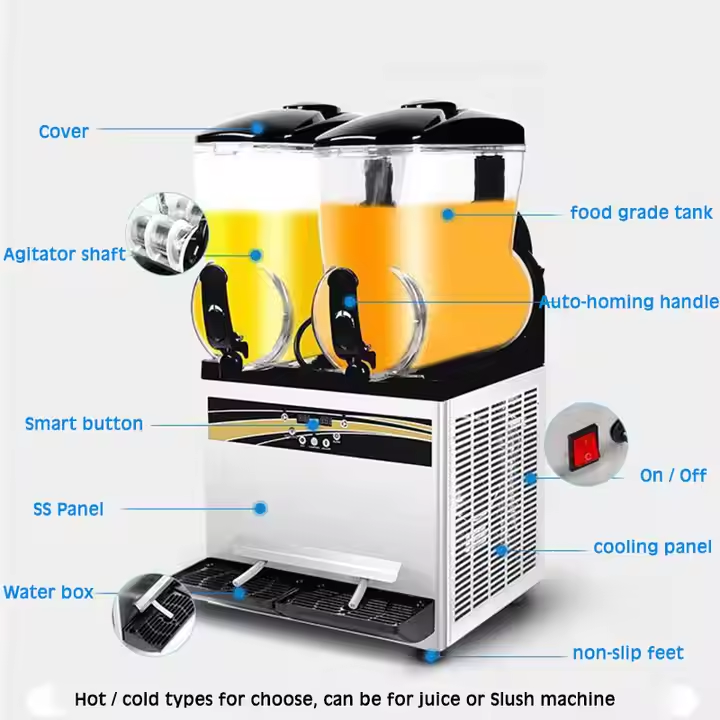 Commercial Stainless Steel Double Tanks Slush Machine Drink Dispenser Slush Machine Factory Price